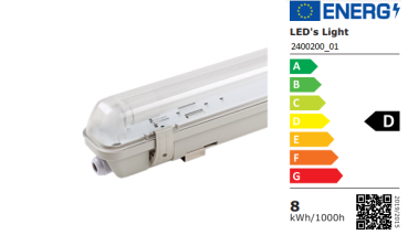 SHADA LED-Feuchtraum-Wannenleuchte IP65, 1x7,5W 1100lm 4000K, 60cm, EEC: D (2400200_01)